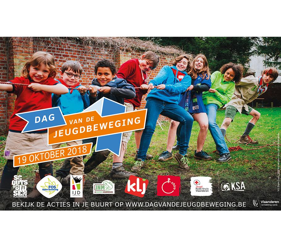 Affiche van 2018, kinderen trekken aan een touw